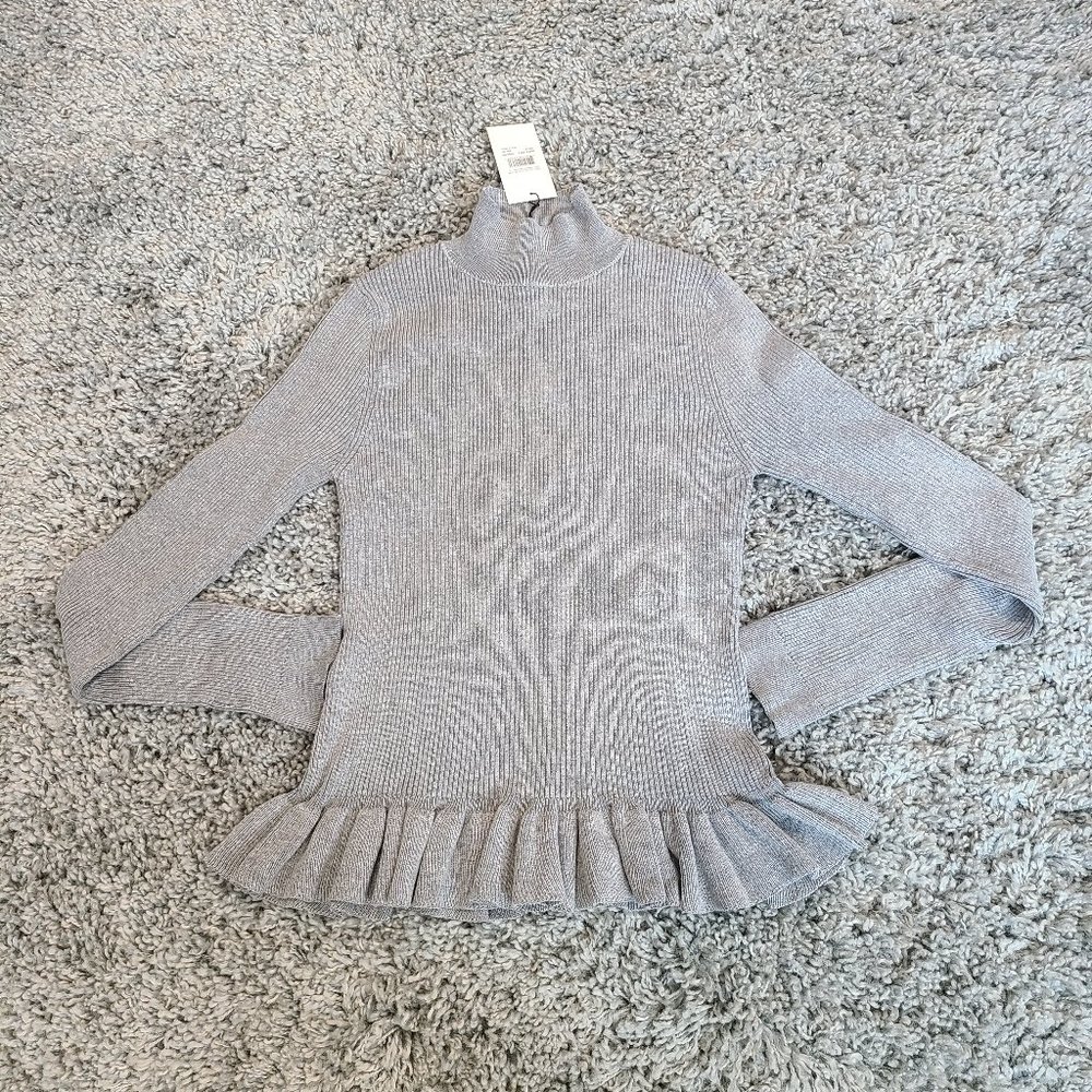 John + Jenn Grey Sweater with peplum waist